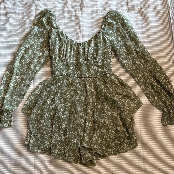Inspired Hearts | Dresses | Light Green Floral Romper | Poshmark